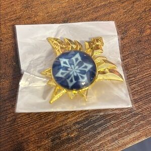Gold and Blue Snowflake Decorative Pin